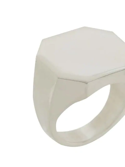 Shop Bottega Veneta Signet Style Geometric Ring In Silver