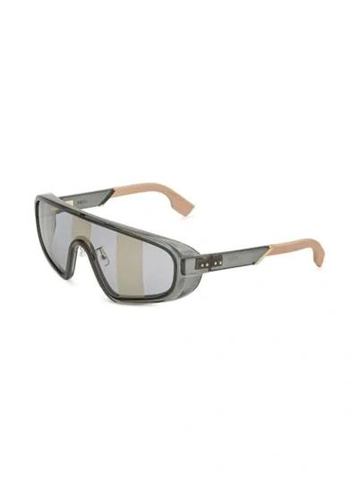 Shop Fendi Botanical Shield Sunglasses In Grey