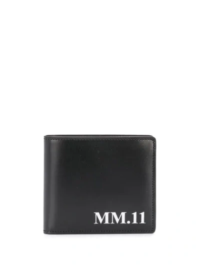 Shop Maison Margiela Logo Print Leather Wallet In Black