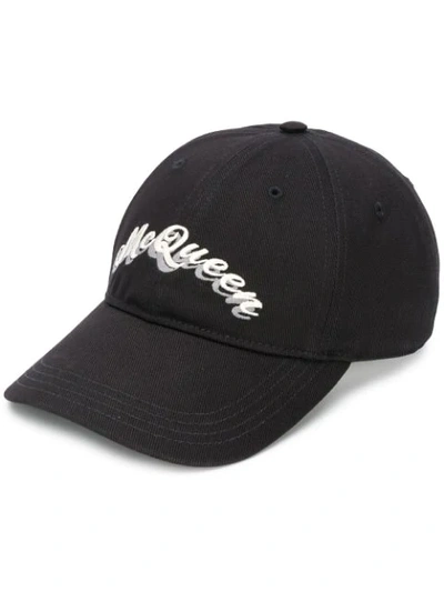 Shop Alexander Mcqueen Logo Print Baseball Cap In Black