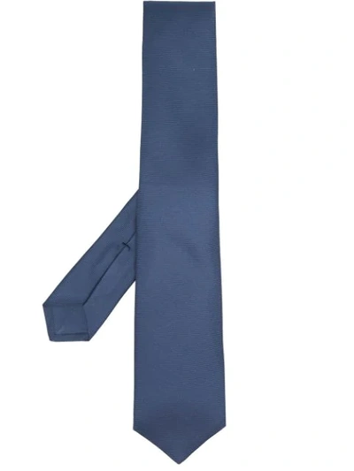 Shop Kiton Ribbed Pointed Tie In Blue