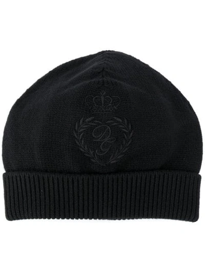 Shop Dolce & Gabbana Logo Embroidered Beanie In Black