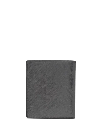 Shop Prada Saffiano Folding Wallet In Grey
