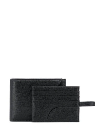 Shop Emporio Armani Textured Leather Wallet & Card Holder In Black