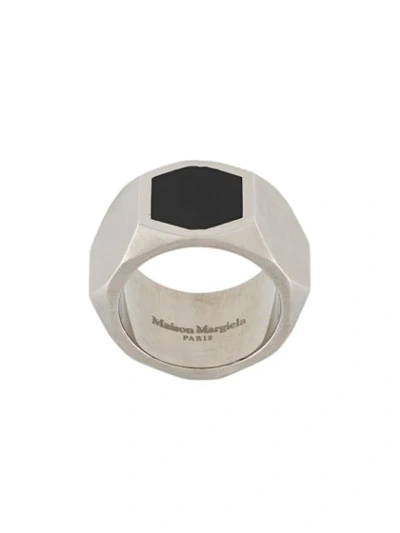 Shop Maison Margiela Geometric Band Ring In Silver