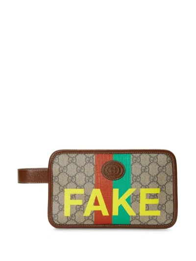 Shop Gucci Fake/not Print Wallet In Neutrals