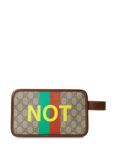 Shop Gucci Fake/not Print Wallet In Neutrals