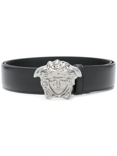 Shop Versace Palazzo Medusa Buckle Belt In Black