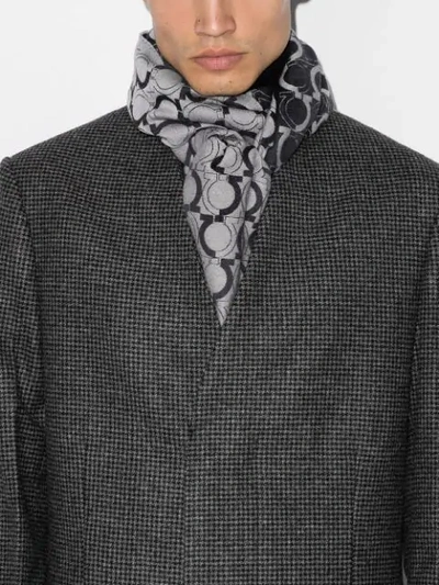 Shop Ferragamo Gancio Logo-print Wool Scarf In Grey