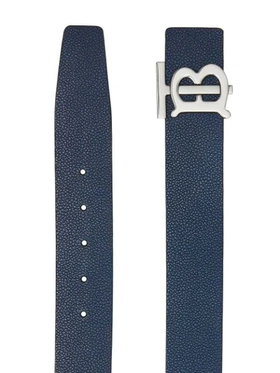 Shop Burberry Reversible Monogram-motif Belt In Blue