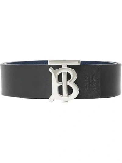 Shop Burberry Reversible Monogram-motif Belt In Blue