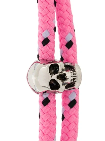 Shop Alexander Mcqueen Skull Charm Rope Bracelet In Pink