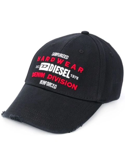 Shop Diesel Logo Embroidered Cap In Black
