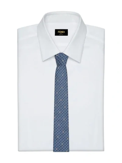 Shop Fendi Monogram Silk Tie In Blue