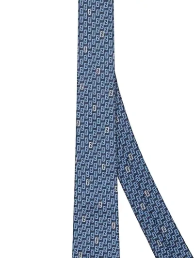 Shop Fendi Monogram Silk Tie In Blue