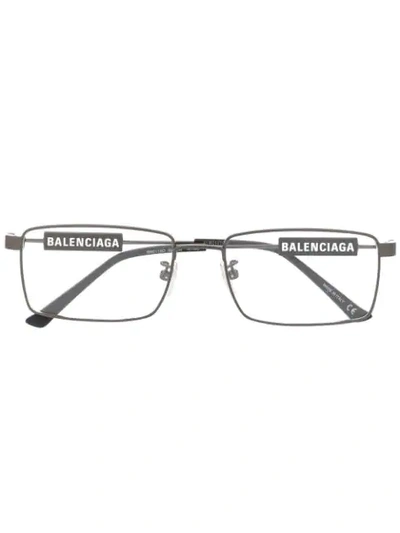 Balenciaga Logo Square Glasses In Black