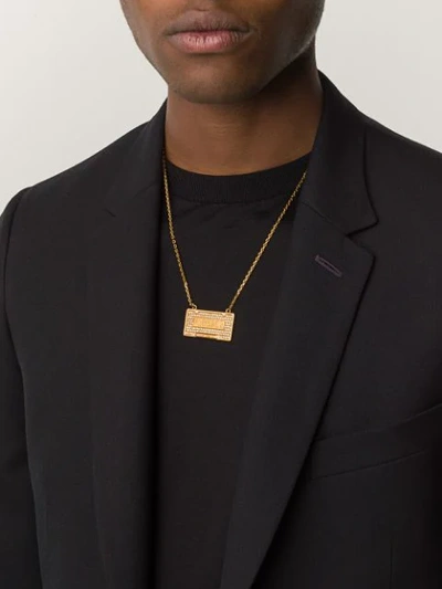 Shop Versace Logo Plaque Necklace In Gold