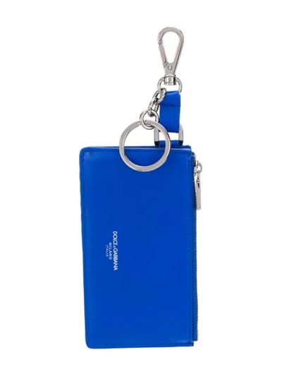 Shop Dolce & Gabbana Logo Printed Keyring Cardholder In Blue