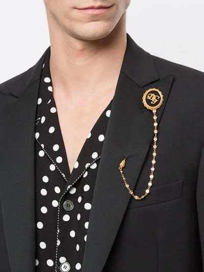 Shop Dolce & Gabbana Dg Logo Brooch In Gold