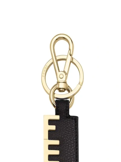 Shop Fendi Logo Charm Keychain In Black