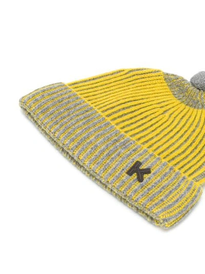 Shop Kenzo Ribbed Bobble Hat In Yellow