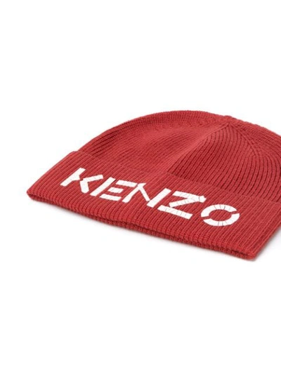 Shop Kenzo Logo Beanie In Red
