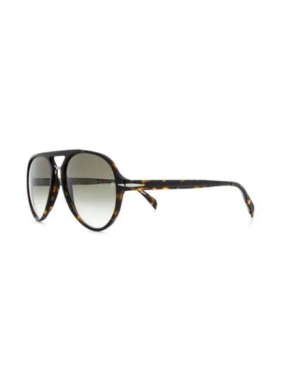 Shop David Beckham Eyewear Aviator Frame Sunglasses In Brown