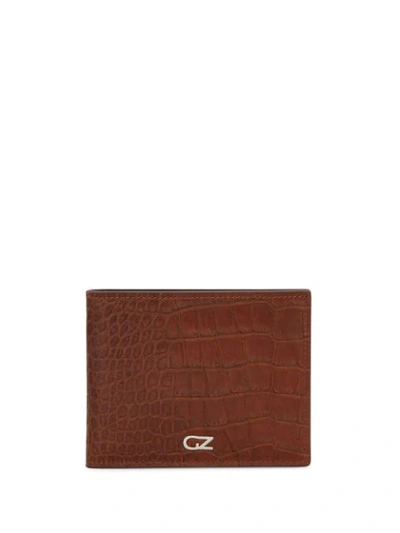 Shop Giuseppe Zanotti Croc-effect Bifold Wallet In Brown