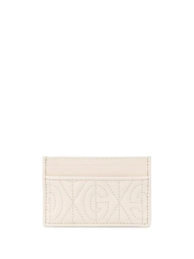 Shop Gucci G Quilted Cardholder In Neutrals