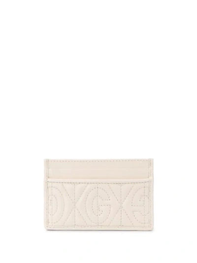 Shop Gucci G Quilted Cardholder In Neutrals