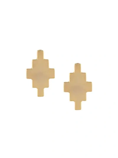 Shop Marcelo Burlon County Of Milan Logo Stud Earrings In Gold
