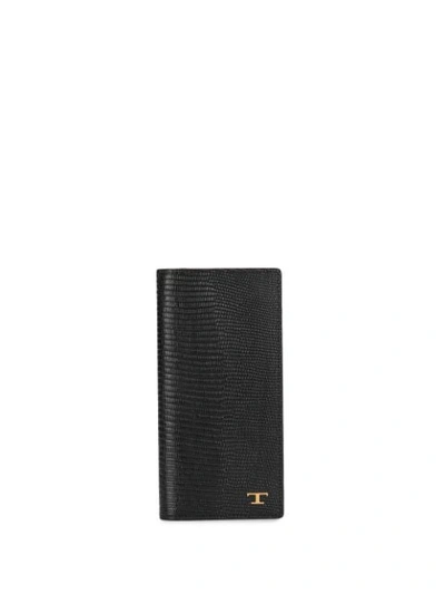 Shop Tod's T-logo Breast Pocket Wallet In Black