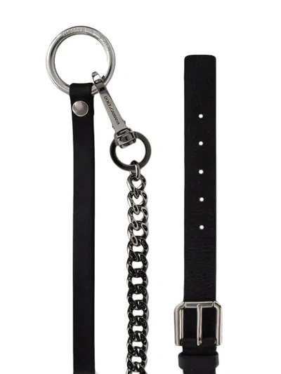 Shop Dolce & Gabbana Chain-link Hoop Buckled Belt In Black