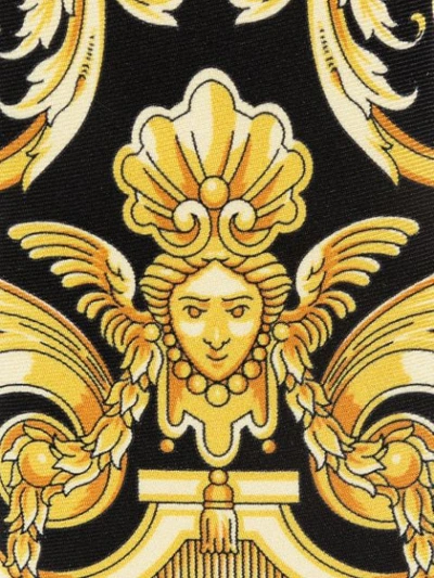 Shop Versace Barocco-print Silk Tie In Gold
