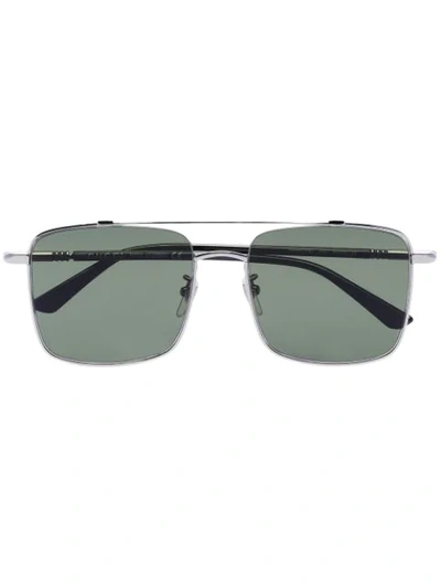 Shop Gucci Square Frame Tinted Sunglasses In Silver