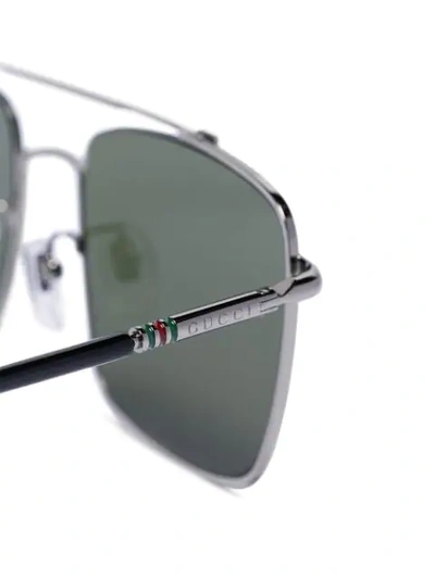 Shop Gucci Square Frame Tinted Sunglasses In Silver