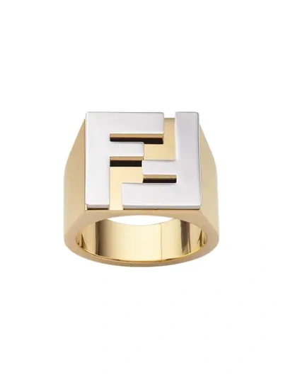 Shop Fendi Ff Motif Ring In Gold