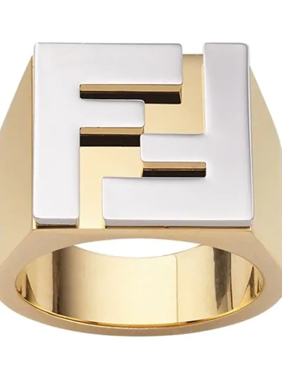 Shop Fendi Ff Motif Ring In Gold