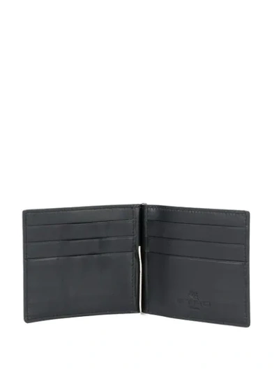 Shop Etro Printed Foldover Wallet In Black