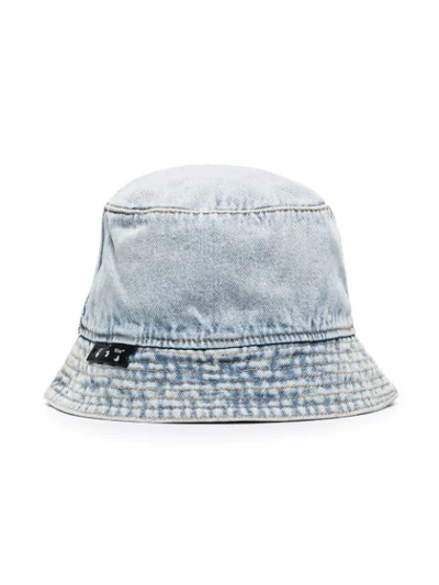 Shop Off-white Bleached Denim Bucket Hat In Blue