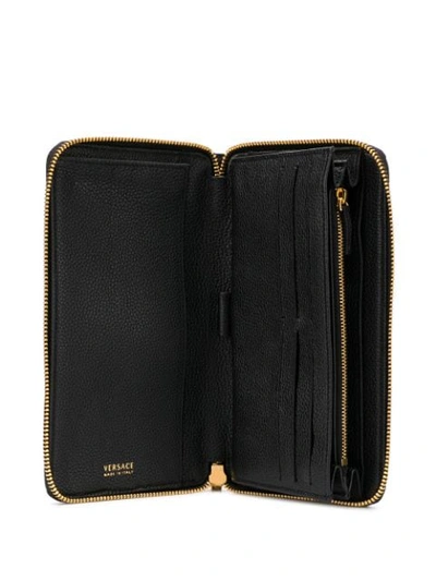 Shop Versace Barocco Print Zip-up Wallet In Black