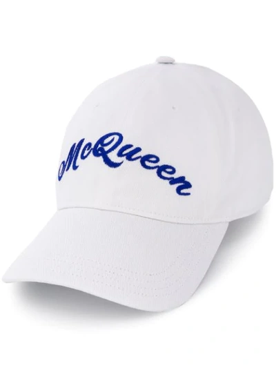 Shop Alexander Mcqueen Embroidered Logo Baseball Cap In White
