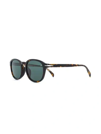 Shop David Beckham Eyewear Round Frame Tinted Sunglasses In Brown