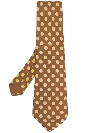 Pre-owned Hermes  Polka Dot Neck Tie In Brown