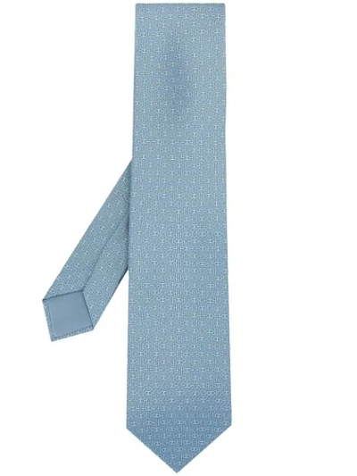 Pre-owned Hermes  Logo Twill Tie In Blue