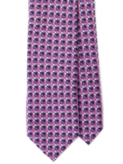 Shop Prada Micro-cube Print Tie In Purple
