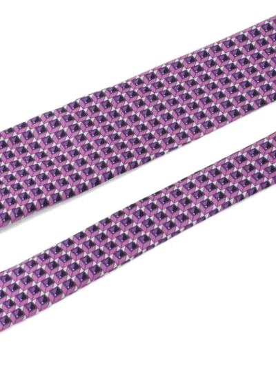 Shop Prada Micro-cube Print Tie In Purple