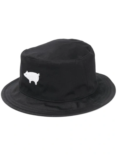 Shop Thom Browne Icon Embroidered Bucket Hat In Black