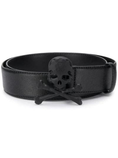 Shop Philipp Plein Skull Plaque Belt In Black