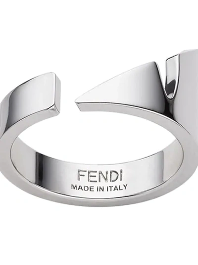 Shop Fendi Corner Bugs Motif Ring In Silver